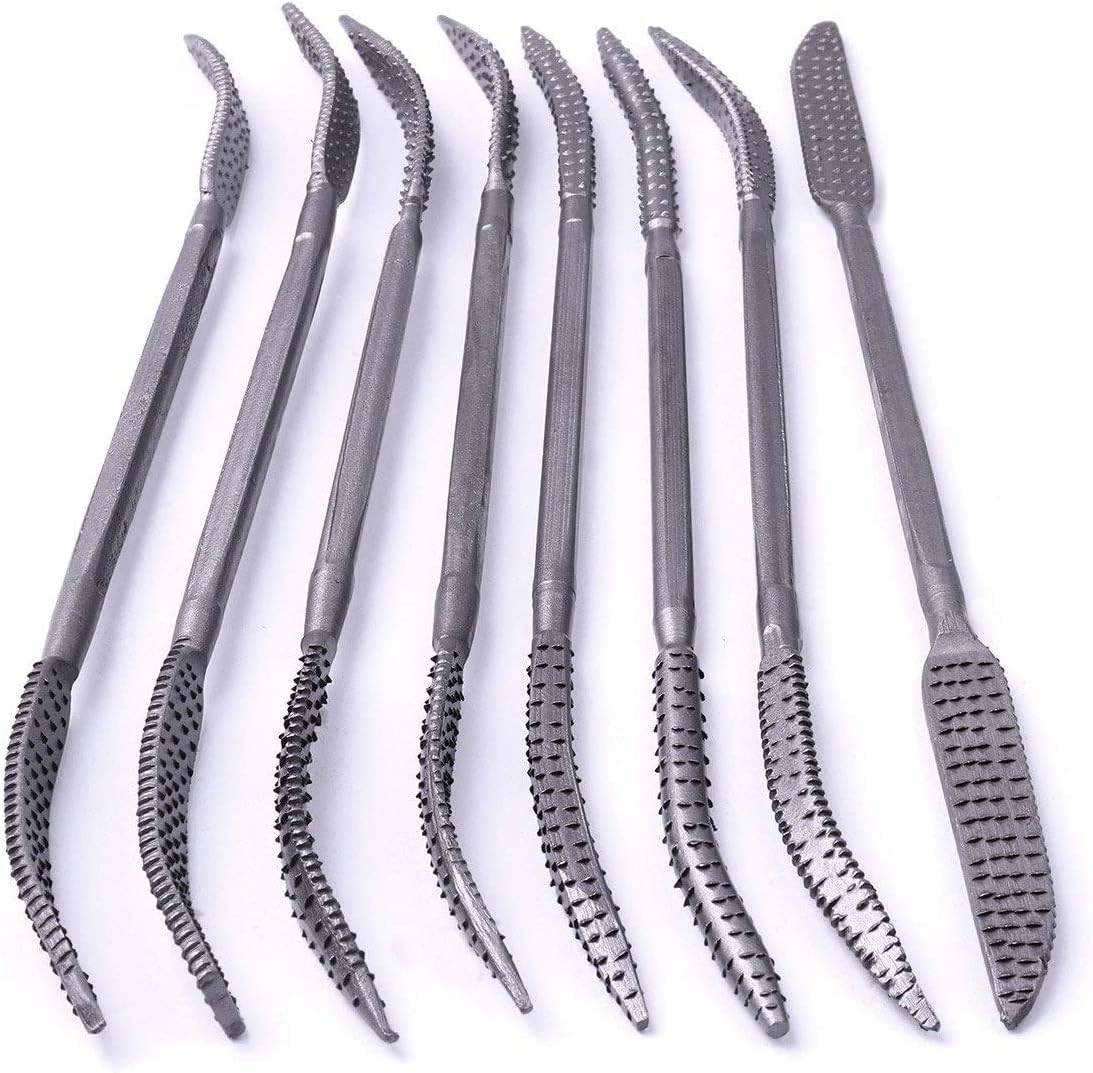 Kingzhuo Wood Files and Rasps 8 PCS 5.5 X 200mm Double Ended Riffelers Woodworking Carving Set