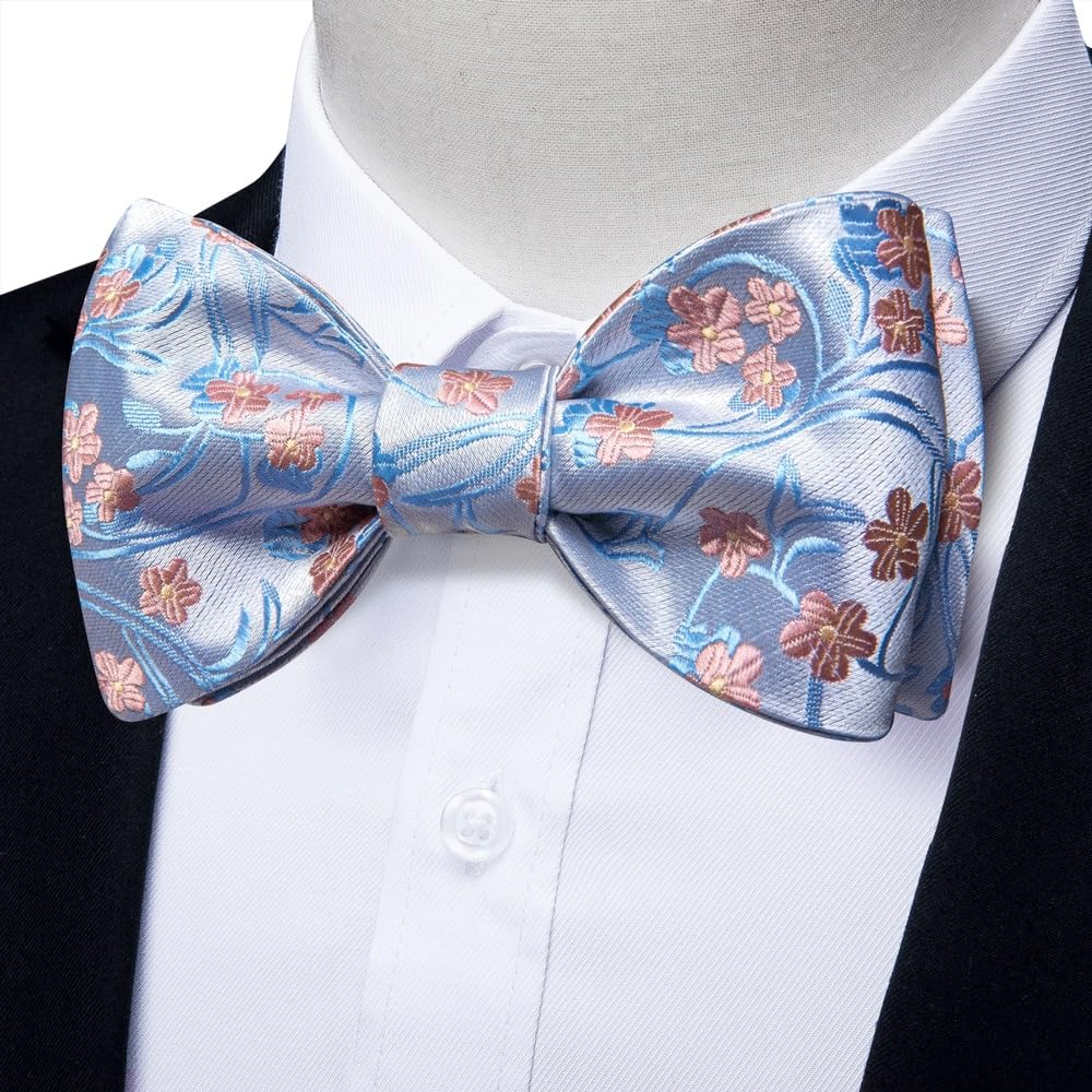 Corbatas de Boda para Atar, Accesorios para Hombre, Gemelos, pañuelo, Broche y Pajarita (Gris, como se Muestra)