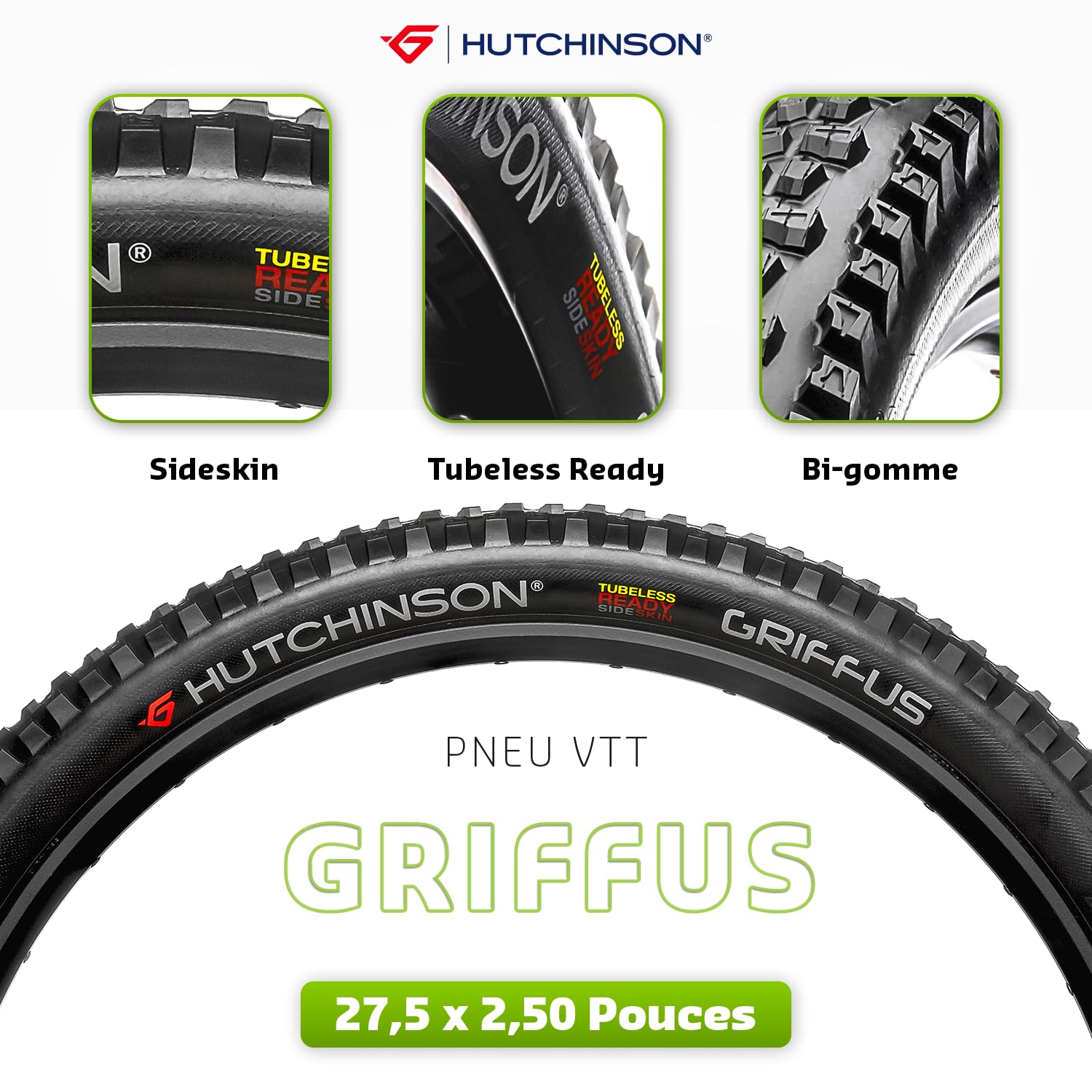 Hutchinson - GRIFFUS - Pneu VTT - Polyvalent - Tringles Souples - Noir - Tubeless Ready