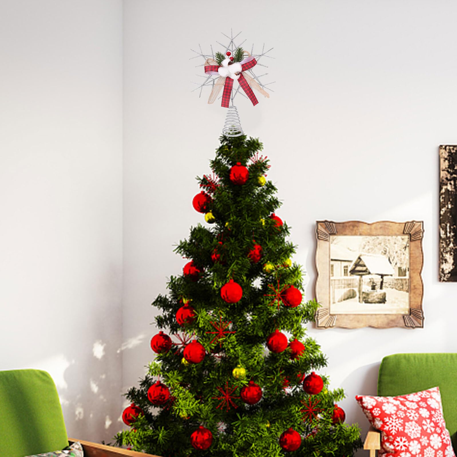 TOYANDONA Estrella Copa del Árbol de Navidad Adorno de Hierro Forjado para Decorar el Árbol Fiestas Navideñas Adorno Punta