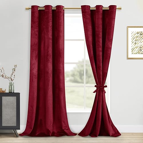 Miniatura 8 de DWCN Cortinas opacas de terciopelo verde azulado  108 pulgadas de largo con ojales, diseño de ojales, tela gruesa con aislamiento térmico, vestidor