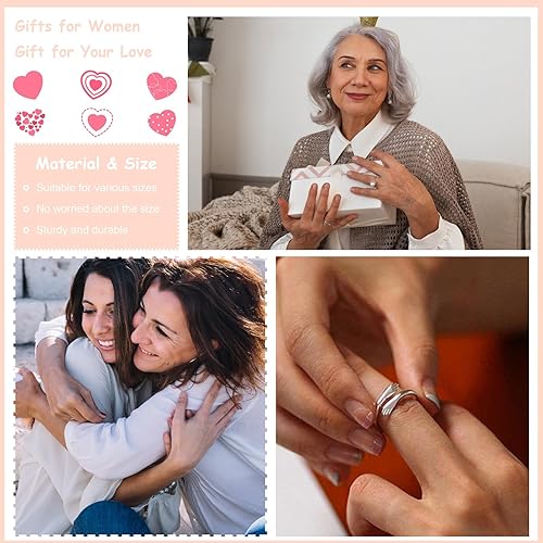 Miniatura 31 de Long tiantian Regalos para hija de parte de mamá, anillo ajustable abierto giratorio para ansiedad para mujeres, regalos para el día de la madre