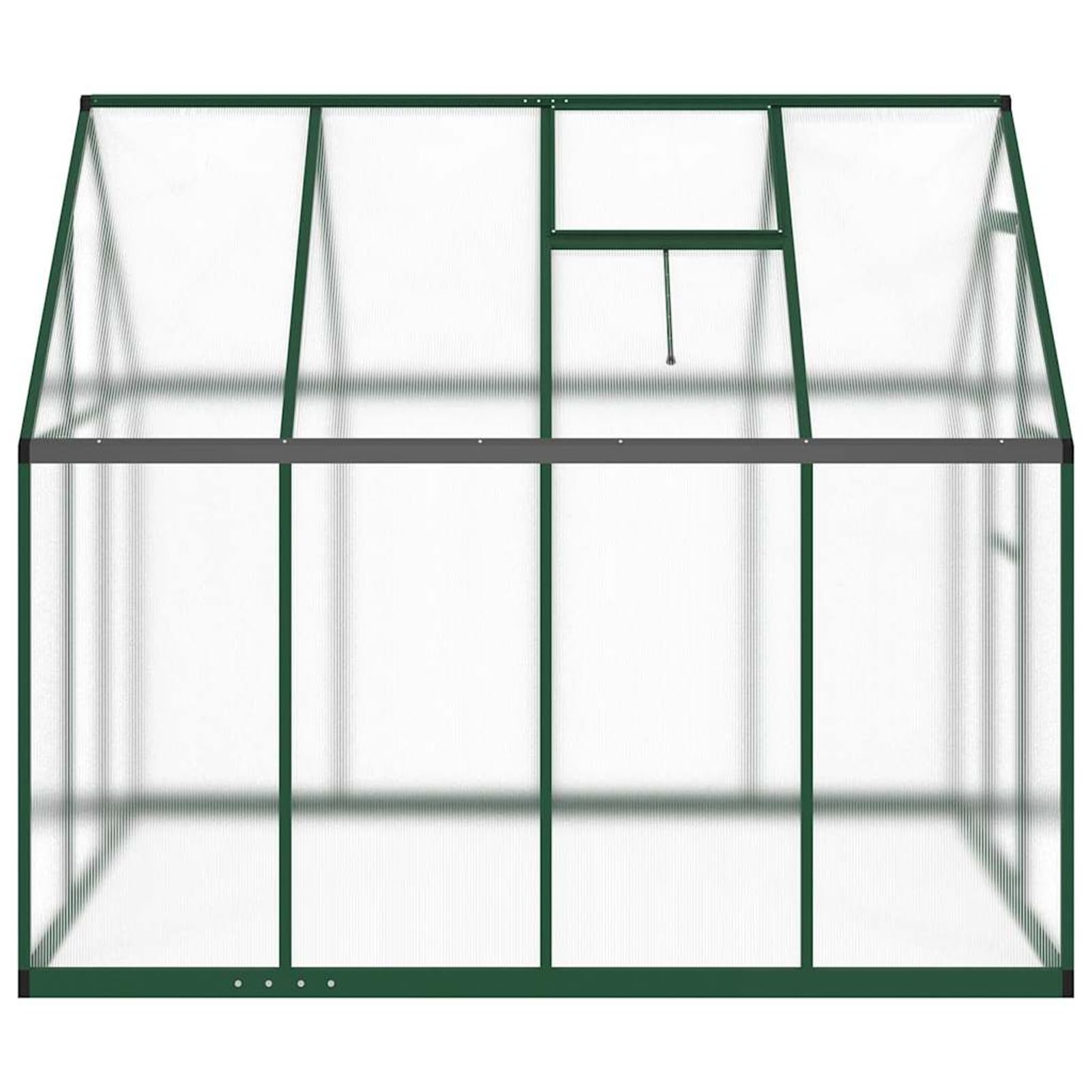 Szklarnia 224 x 169 x 195 cm – wytrzymała rama aluminiowa z płytami PC 4 mm, wbudowana rynna deszczowa i regulowane okno wentylacyjne, zielona/przezroczysta, ogrodnictwo hobbystyczne