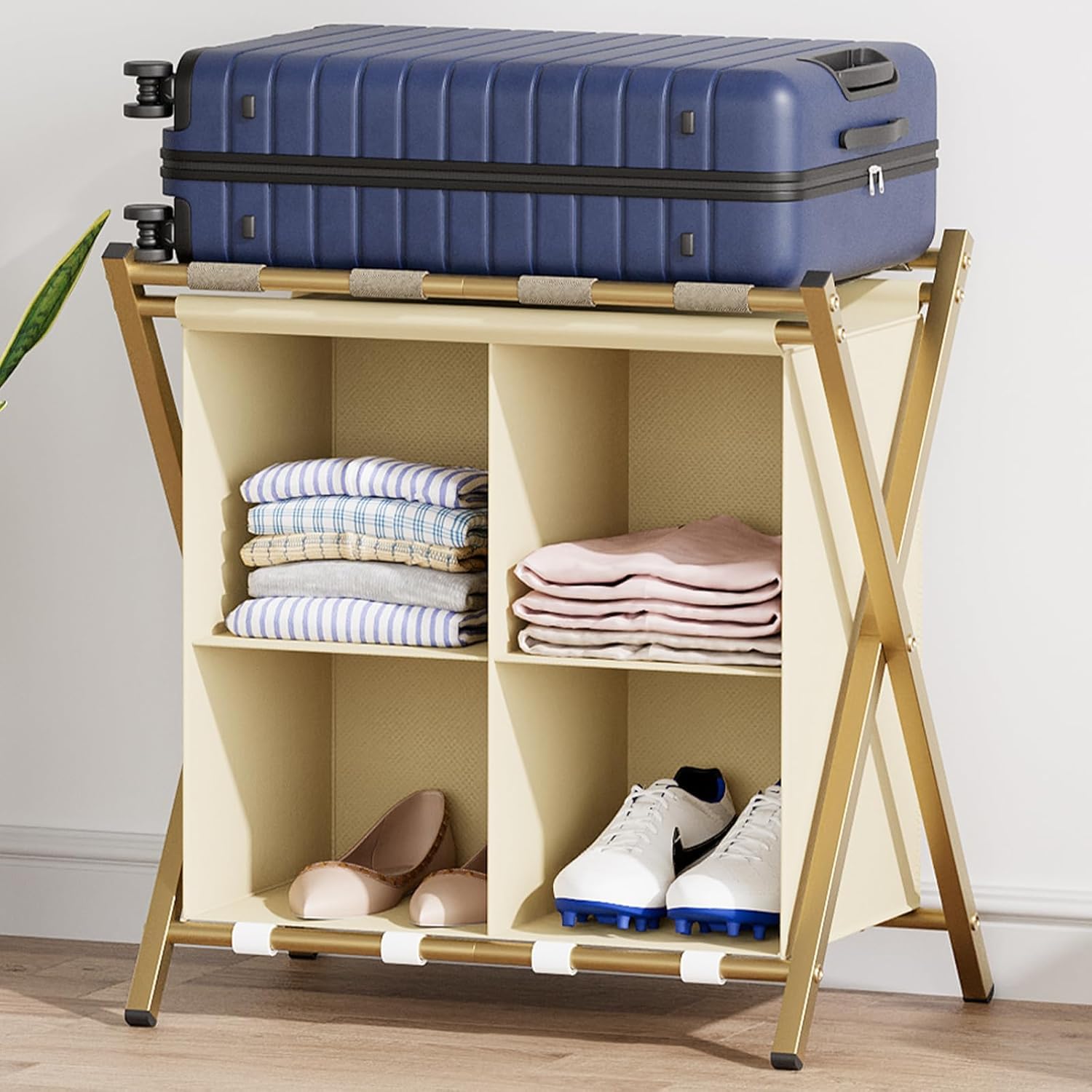 Huhote Luggage Rack with Storage