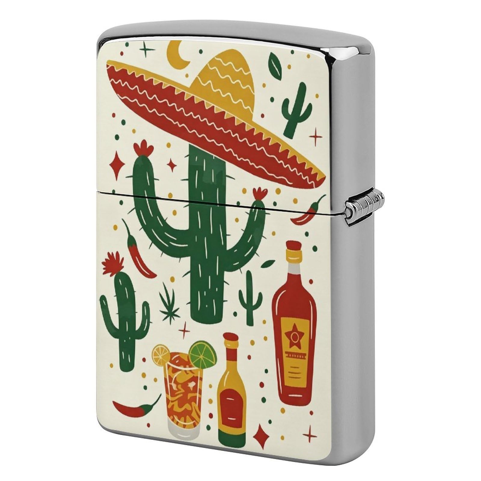 Btcowzrv Style Mexican Cactus Metal Lighter Case Sleeve Cover Holder
