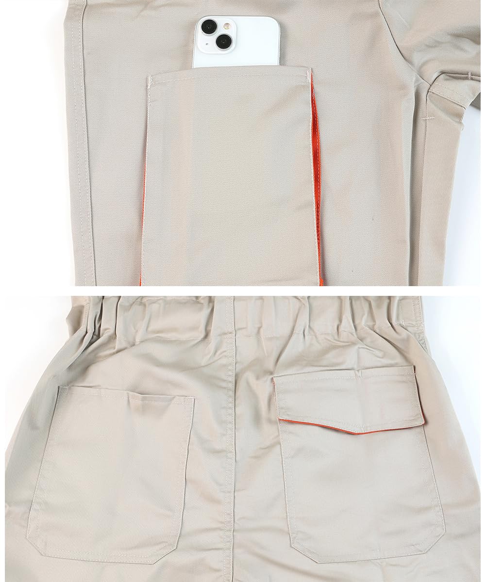 Męski kombinezon roboczy z długim rękawem, z wieloma kieszeniami, mieszanka bawełny, odzież robocza, Khaki, XL