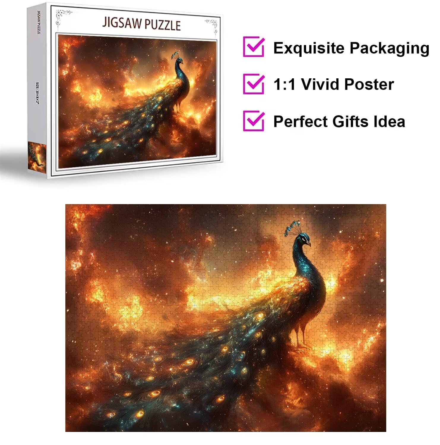 Puzzle dla dorosłych 6000, płomień paw, 179 x 105 cm, n-314