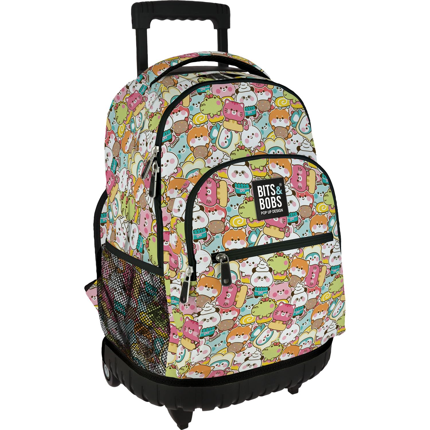 Grafoplas - Mochila Escolar con Ruedas, Carro Integrado, 29 Litros, 52x37x25cm, Modelo Roller, Colección Kawaii Bits & Bobs, Perfecto Material Escolar Infantil y Primaria