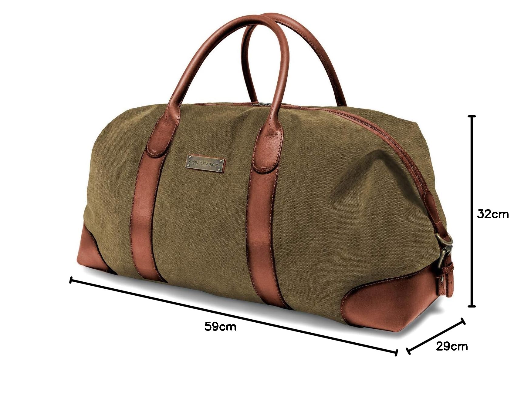 DRAKENSBERG Canvas Leder Weekender 60cm große Reisetasche wasserabweisend erweiterbar 60L Oliv-Grün