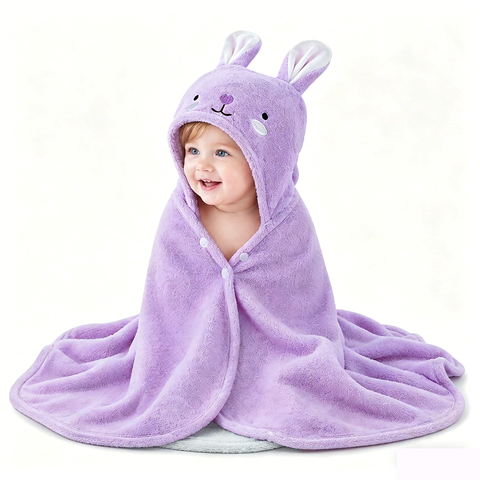 ROMASA Kids Bath Towel Premium Hooded Towel for Baby Toddlers Highly Absorbent Bathrobe Blanket for Boys Girls-28 x 55 (Purple)