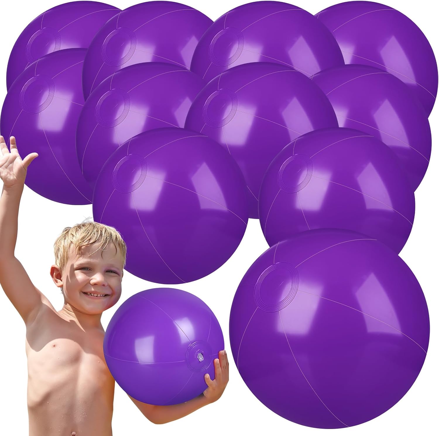 Raiten 12 Pcs Beach Ball Inflatable Beach Balls Large Inflatable Ball Floating Ball for Swimming Pool Party Favors Outdoor Activities Summer Birthday Party Supplies (Purple,12 Inch)