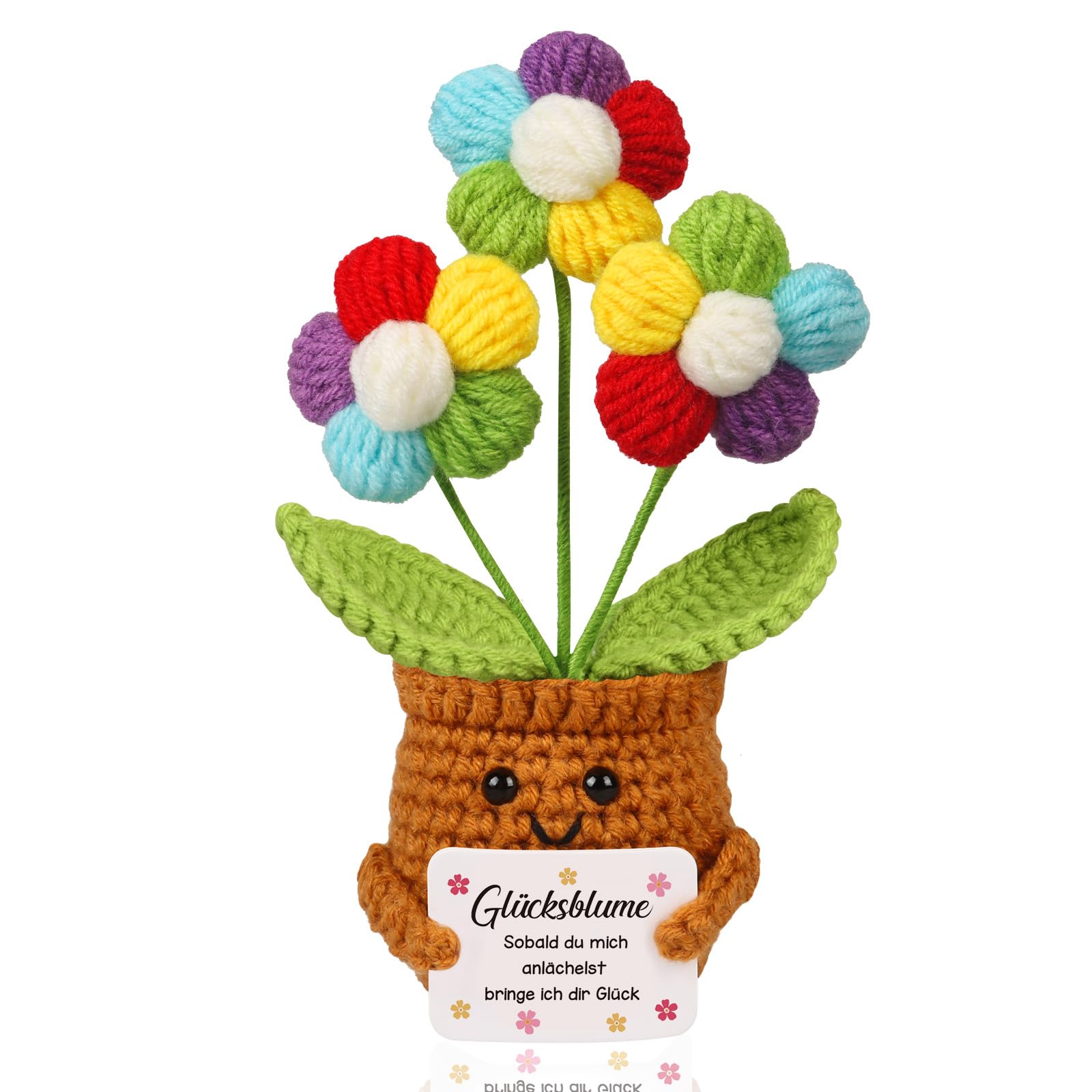 WenmthG Positive Geschenke Glücksbringer Gehäkelte Mehrfarbige Blumen für Frauen Männer Freunde Kollegen Famili, Motivation Anti Stress Geschenke Pocket Hug Positive Kartoffel Deutsch Ersatz - 1 St