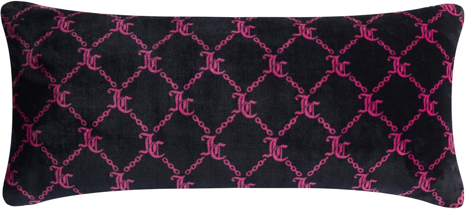 Juicy Couture 18" x 36" Plush Body Pillow, Black Lockup Lattice