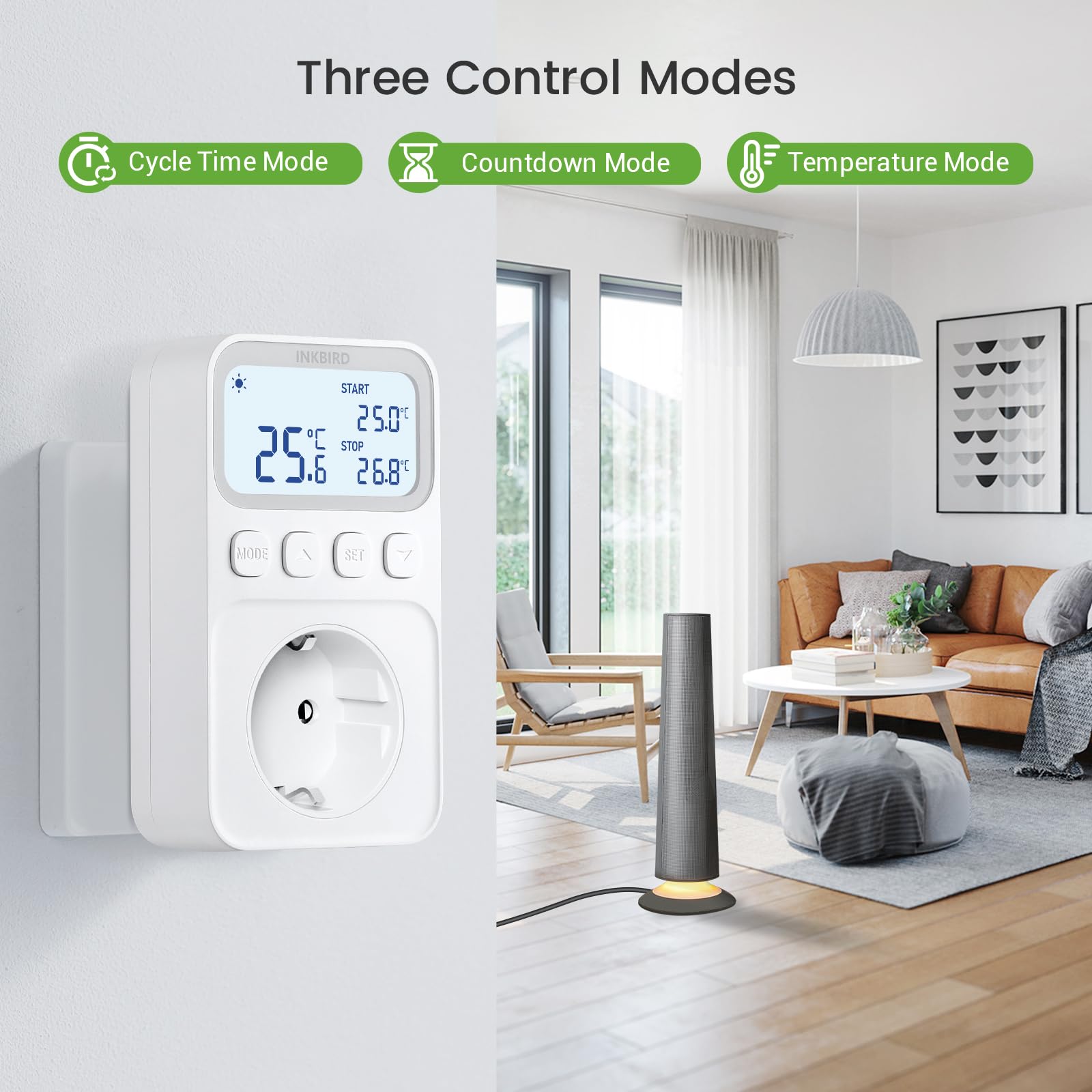 Inkbird C226T Termostato enchufable, Controlador de Temperatura Programable para Calefacción Refrigeración con Control de Tiempo, Función de Alarma y Memoria, Adecuado para Reptiles, Fermentación,