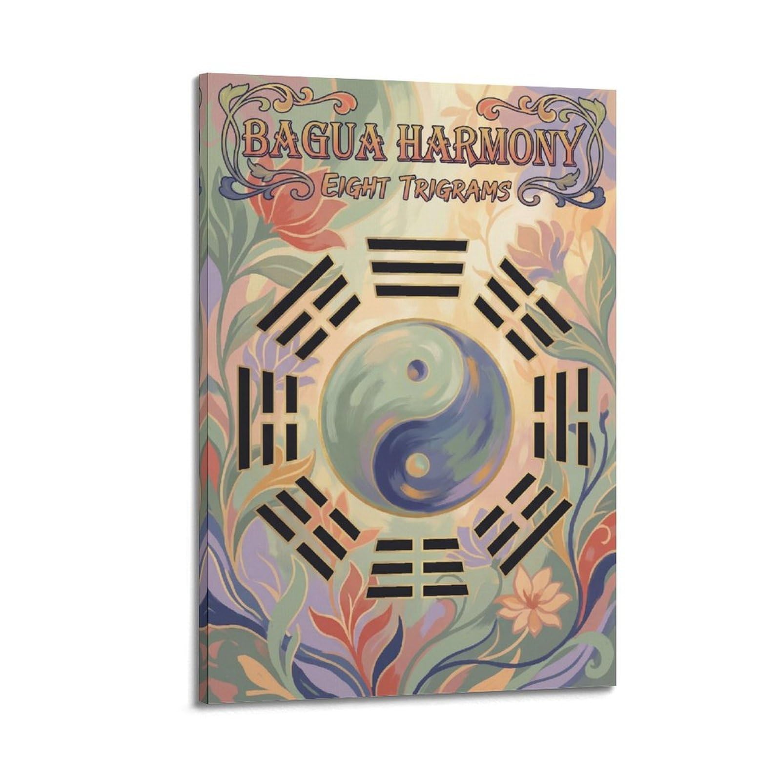 OKNGB China Tai Chi Yin Yang Bagua Healing Meditation Poster Decorative Painting Canvas Art Picture 24x36inch(60x90cm)