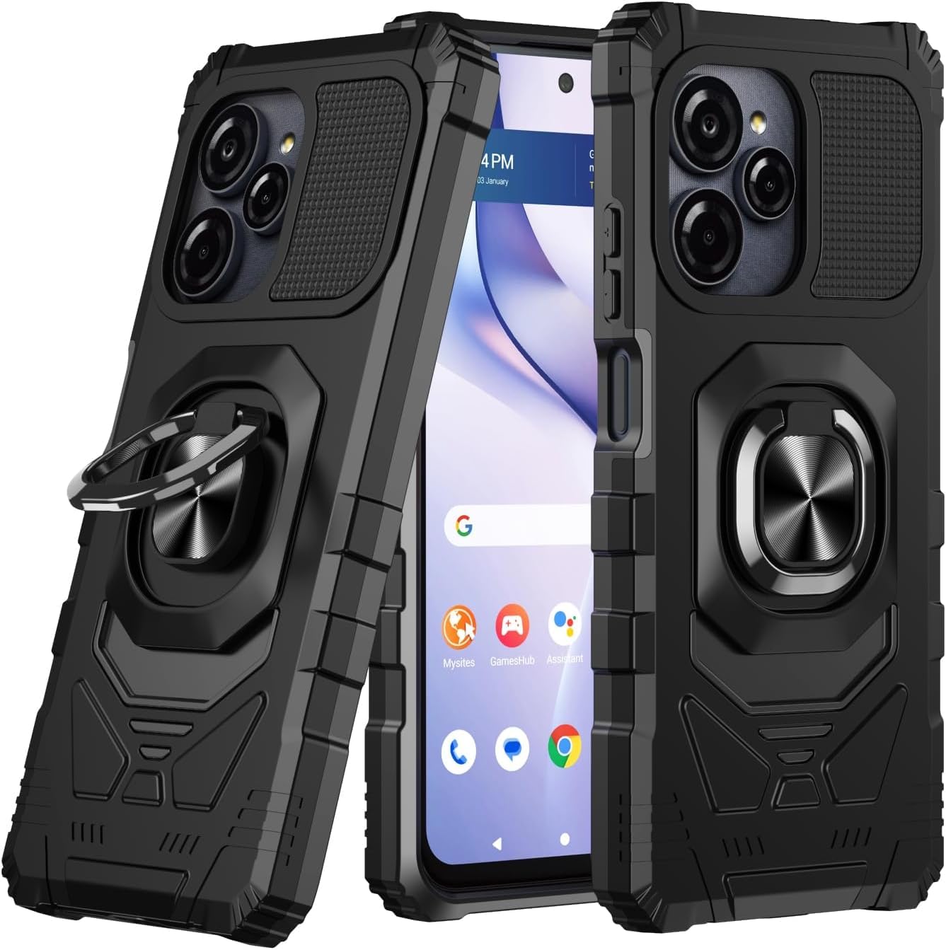 Coque BLU View Speed Ultra 5G Eaglecell antichoc avec anneau support noir - 8
