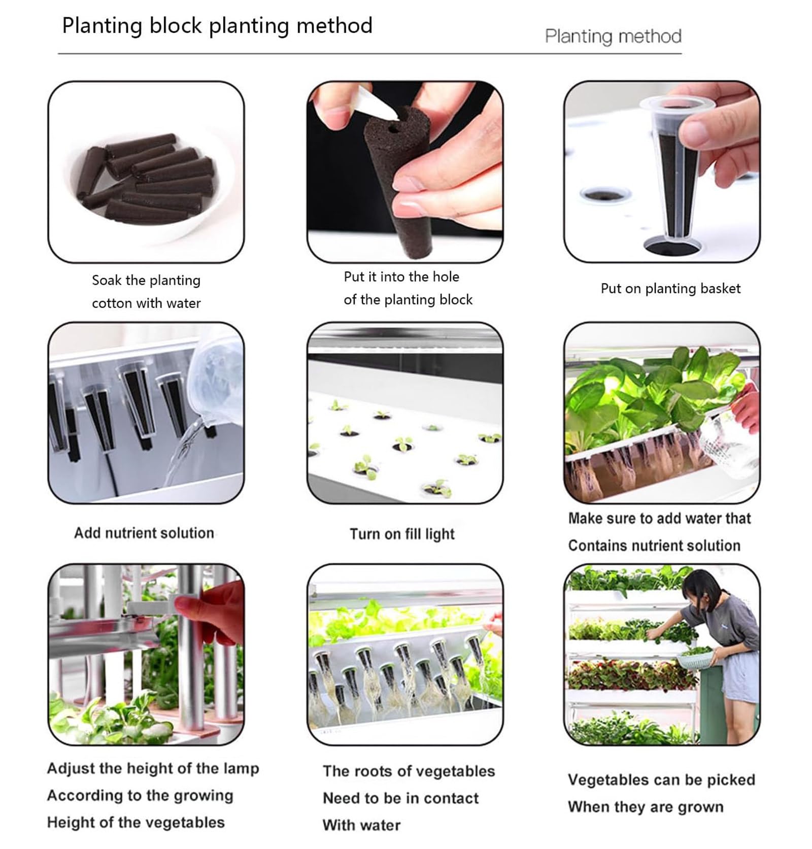 Kit de sistema de cultivo hidropónico con luz LED de crecimiento, configuración de germinación de plantas de jardín interior para el hogar, riego automático, crecimiento hidropónico de verduras y