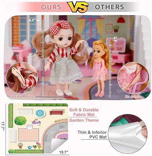 Miniatura 5 de Mini Tudou Casa de muñecas de ensueño para niñas casa de muñecas con luces tapete de juego y muñecas casa de juegos de simulación con accesorios