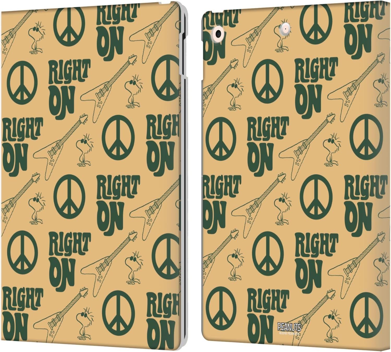 Head Case Designs Officially Licensed Peanuts Right On Pattern Woodstock 50th Leather Wallet Case Compatible with Apple iPad 9.7 2017 / iPad 9.7 2018
