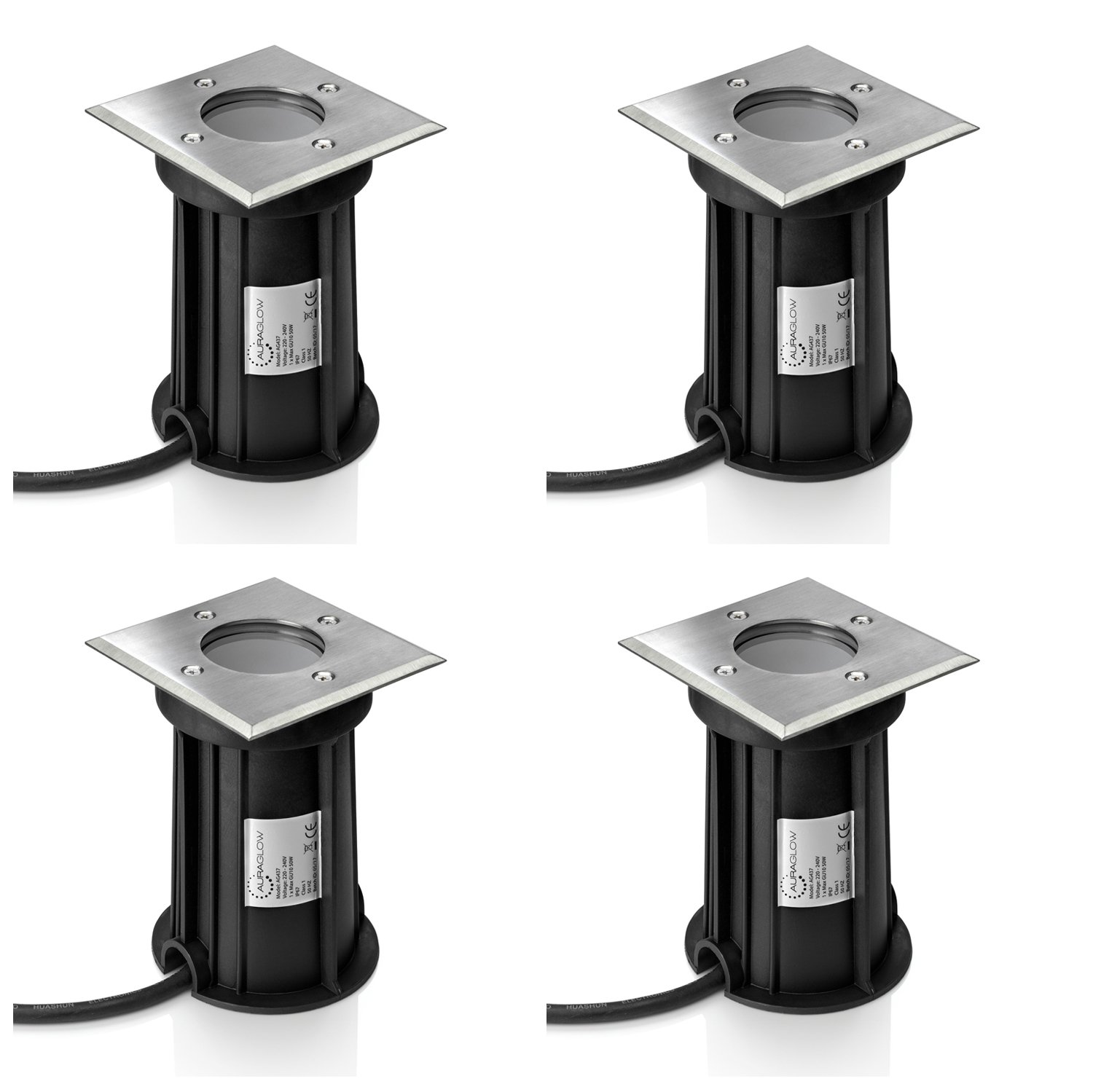Auraglow Faretti da Incasso GU10 a Terra IP67, Vialetto e Giardino, 4 Pezzi