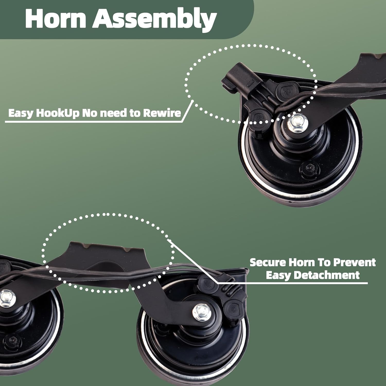 Horn Assembly with Bracket Compatible with Ford Explorer 2016 2017 2018 2019 Replace GB5Z-13832-A