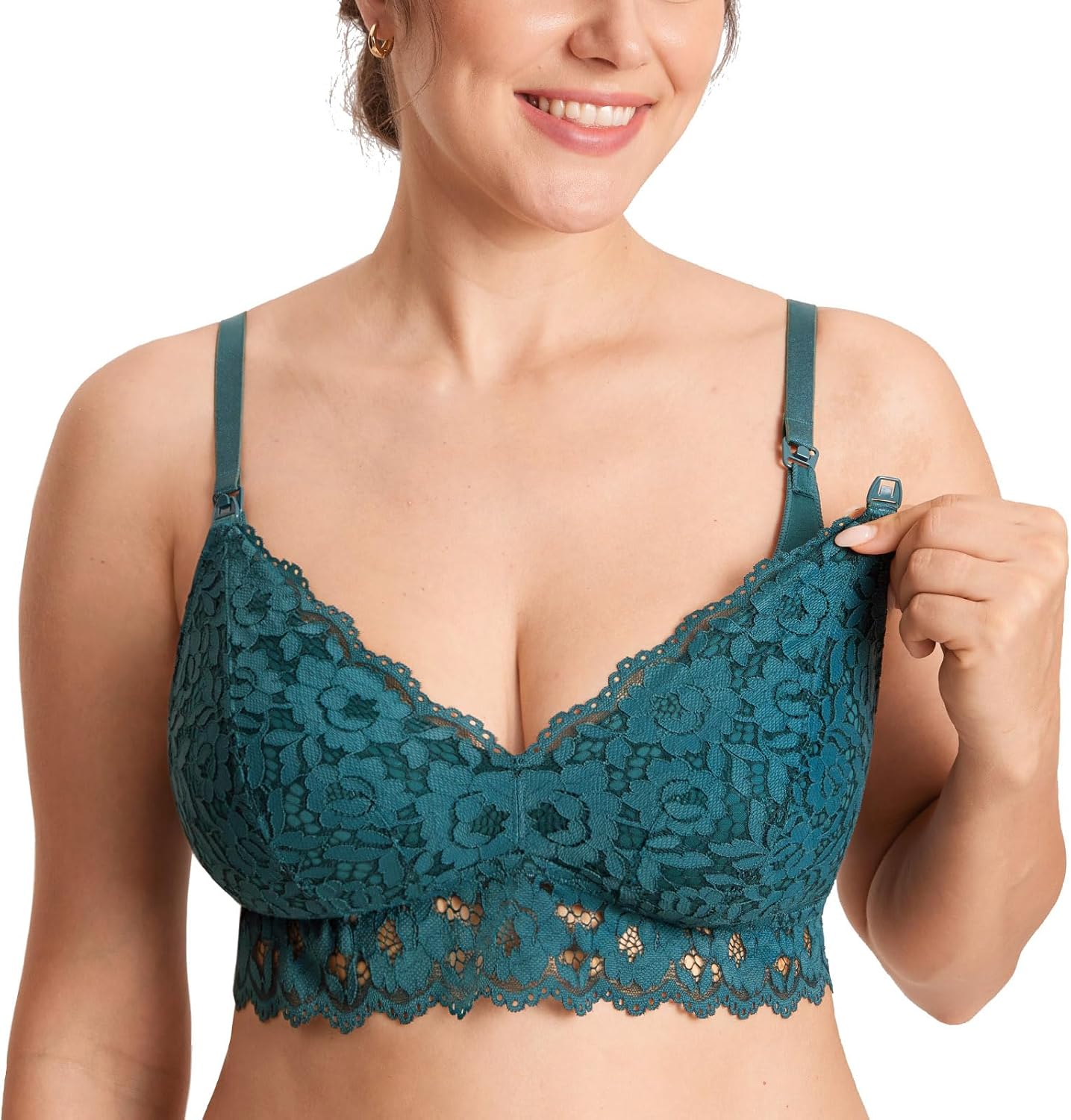 MOMANDA Women's Lace Nursing Bra Lace Bralette Padded No Underwire Maternity Bras Breastfeeding Pregnancy