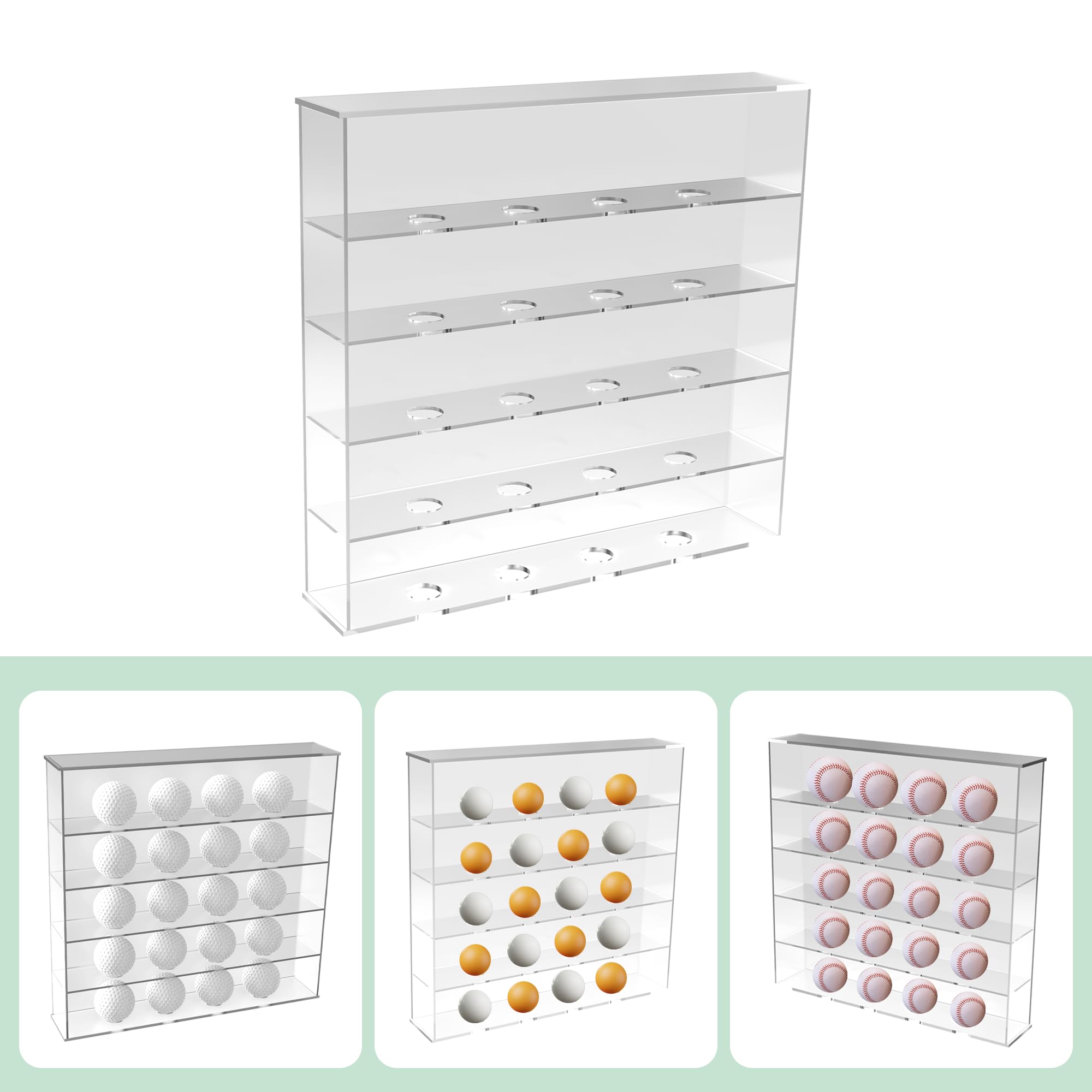 aleawol Présentoir mural pour 20 balles de golf - En acrylique transparent - Présentoir pour balles de golf et tennis de table - Pour amateurs de golf et objets de collection
