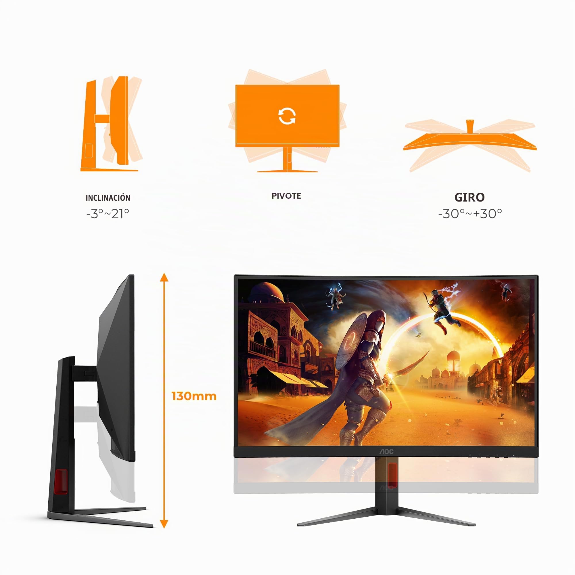 AOC C27G4Z2 Gaming Monitor 27 Pulgadas 260Hz Panel Fast VA, 1ms GtG, HDR10, Adaptive Sync, Altura Ajustable, (1920x1080 HDMI 2X 2.0 DP 1x 1.4) Negro