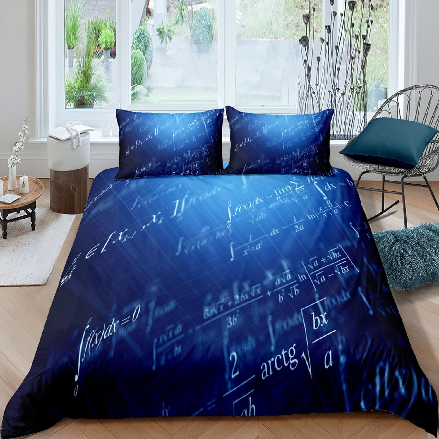 3 Pieces Duvet Cover Set Single Bedding Set 1 Print Duvet Cover With Zipper Ties 2 Pillowcases Hotel Quality Soft Lightweight Comfortable - Mathematical Chemistry Formulas 155X220 Cm - H -288A408J696