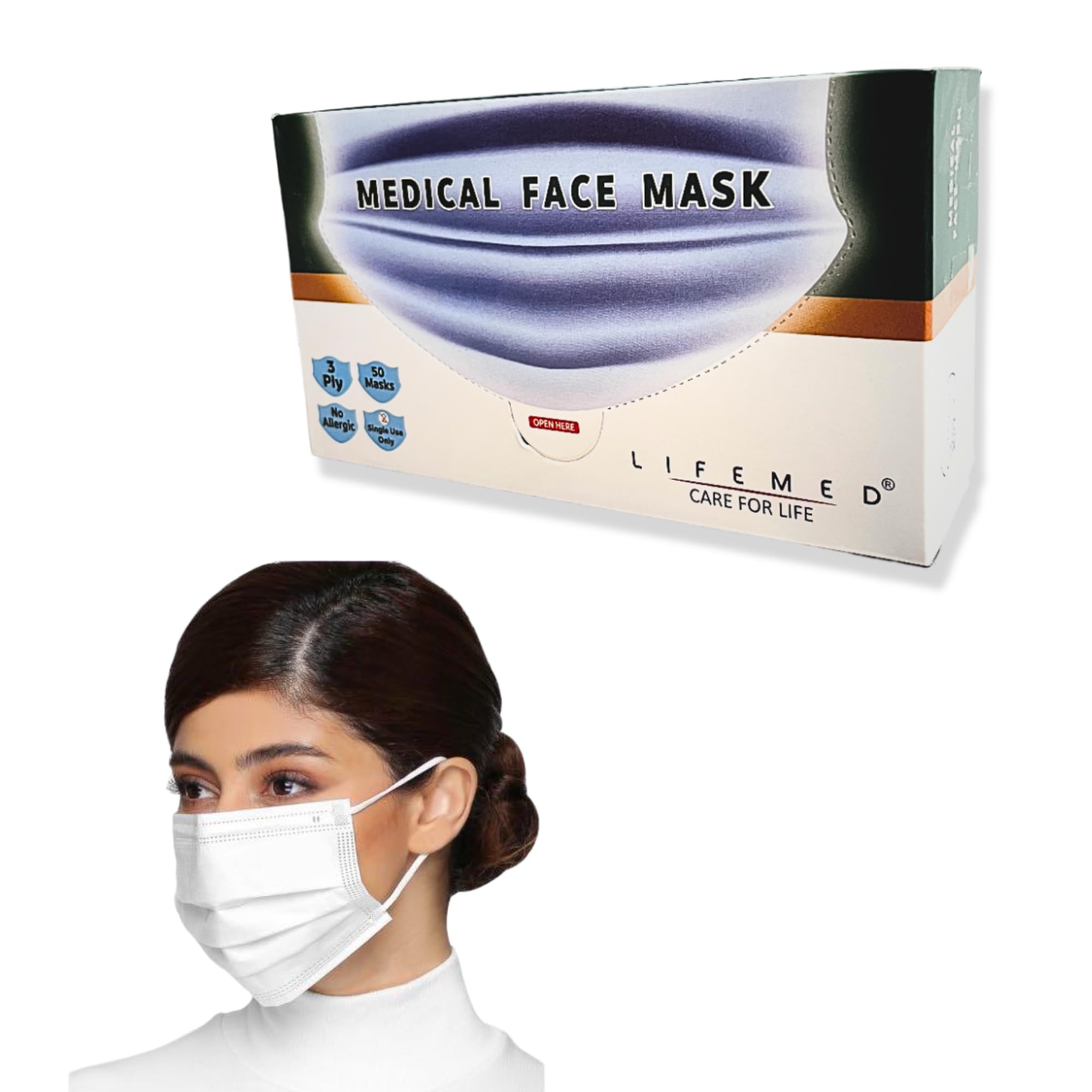 LIFEMED Medical Face Masks | Disposable Surgical Masks with 3-Layer Protection, Breathable and Comfortable for Daily Use (Box of 50 Masks)-image-27