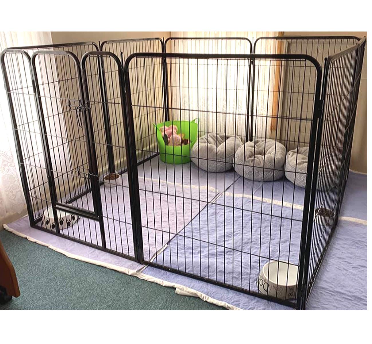 Laufgitter für Hunde, Metall, für Welpen, Nager, Kaninchen, Laufstall, faltbar, aus Metall, für Hunde und Haustiere, mit Tür (80 x 60 cm (8 Stück))