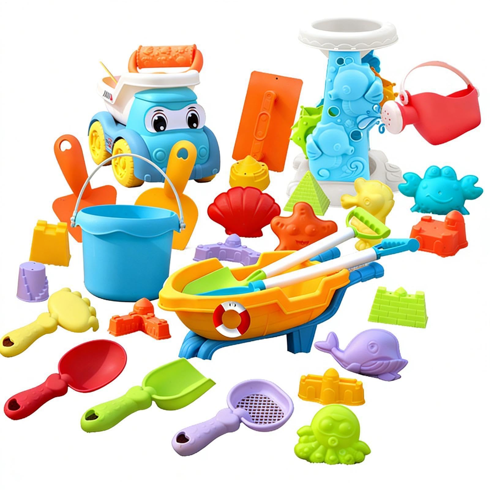 Set da Spiaggia per Bambini | Set da Spiaggia da 30 Pezzi,Estivi per Viaggi e Scatola Sabbia | per Giochi in Acqua, Vacanze al Mare, Estate, Viaggi, attività all'Aperto, Giardino,