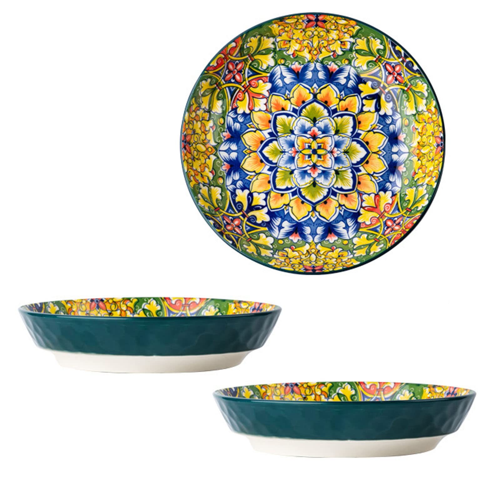 Set di Ciotole di Cereali in Ceramica Verde, Ciotole da agriturismo Vintage per Cucina, Ciotole di Farina d'avena Carina per Pasta, Insalata, Riso, Cereali e zuppe