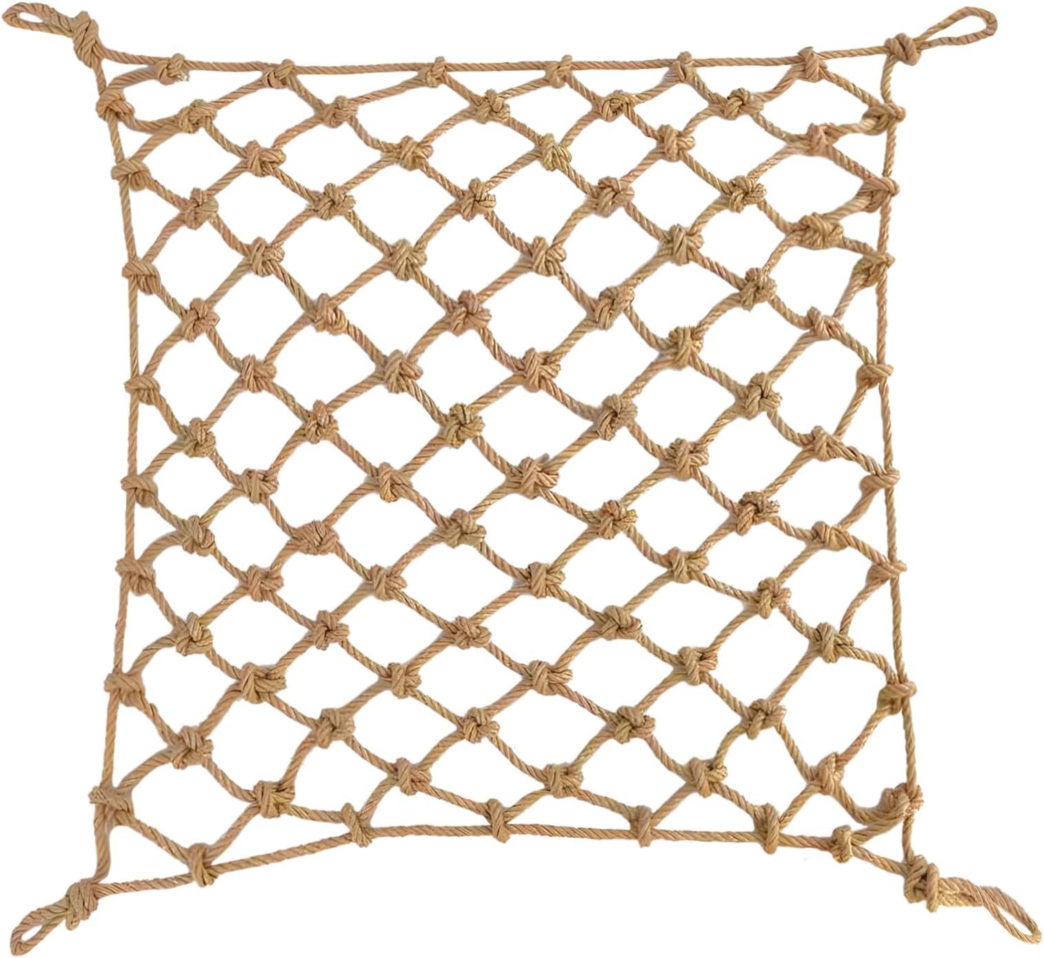 Heavy Duty Jute Rope Tear-resistant Sisal Rope Mesh Twine Netting Wall Children Pets Container Protection Net Safety Netting For Balcony Stairs Scenic Railings Garden Bar Decoration 1x2m