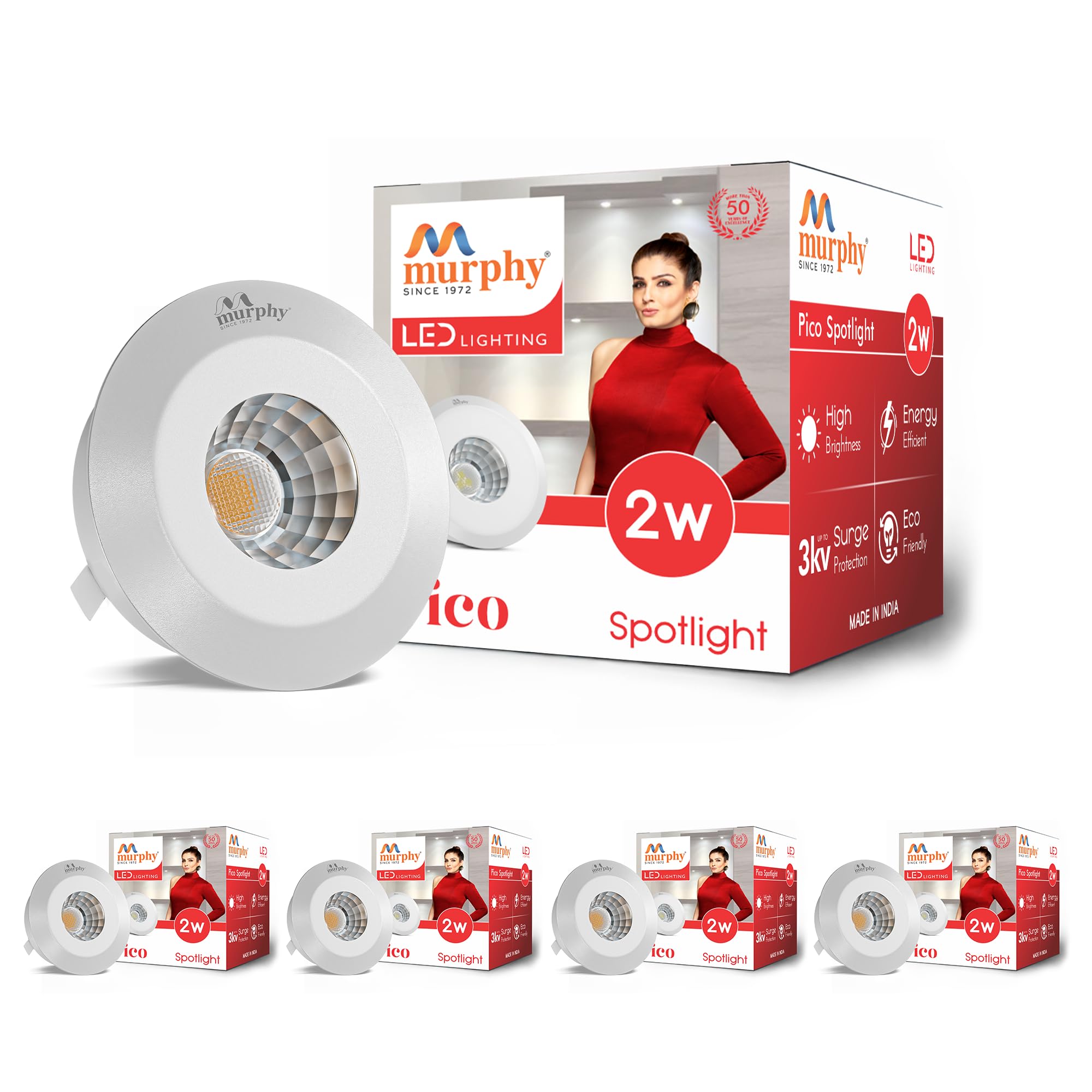 Murphy LED Spotlights - Warm White, Pack of 2 -24
