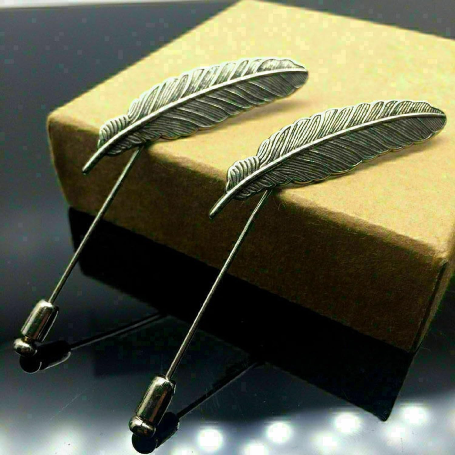 2 Leafy Lapel Pins/Wedding Brooches for Him (CO1105626G)