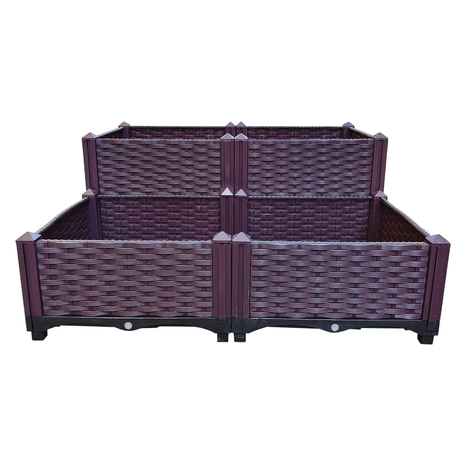 Bancal alto para jardín, kit de plantación de plástico, jardineras altas para interiores y exteriores, balcón, patio, accesorios de jardín, jardinera trapezoidal, fácil montaje