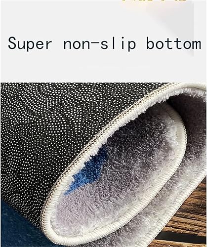 Miniatura 3 de Alfombra decorativa abstracta moderna con forma ovalada irregular impresa, blanco, azul, gris, antideslizante, de cachemira, adecuada para sala de