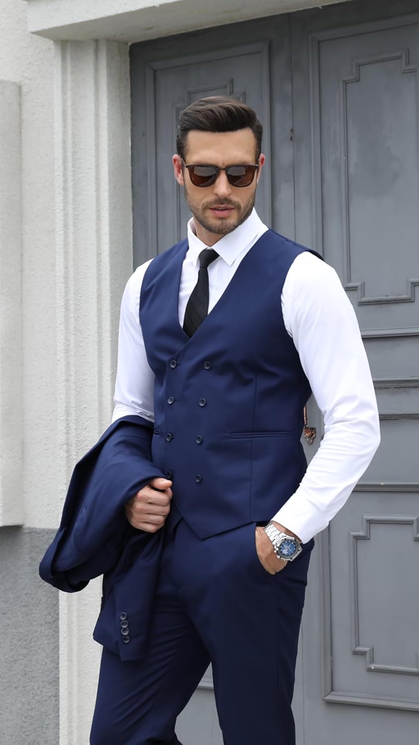 Mens Suits 3 Piece Slim Fit Suit Double Breasted Suit Men Formal Wedding Prom Homecoming Suits Men Tuxedo Set