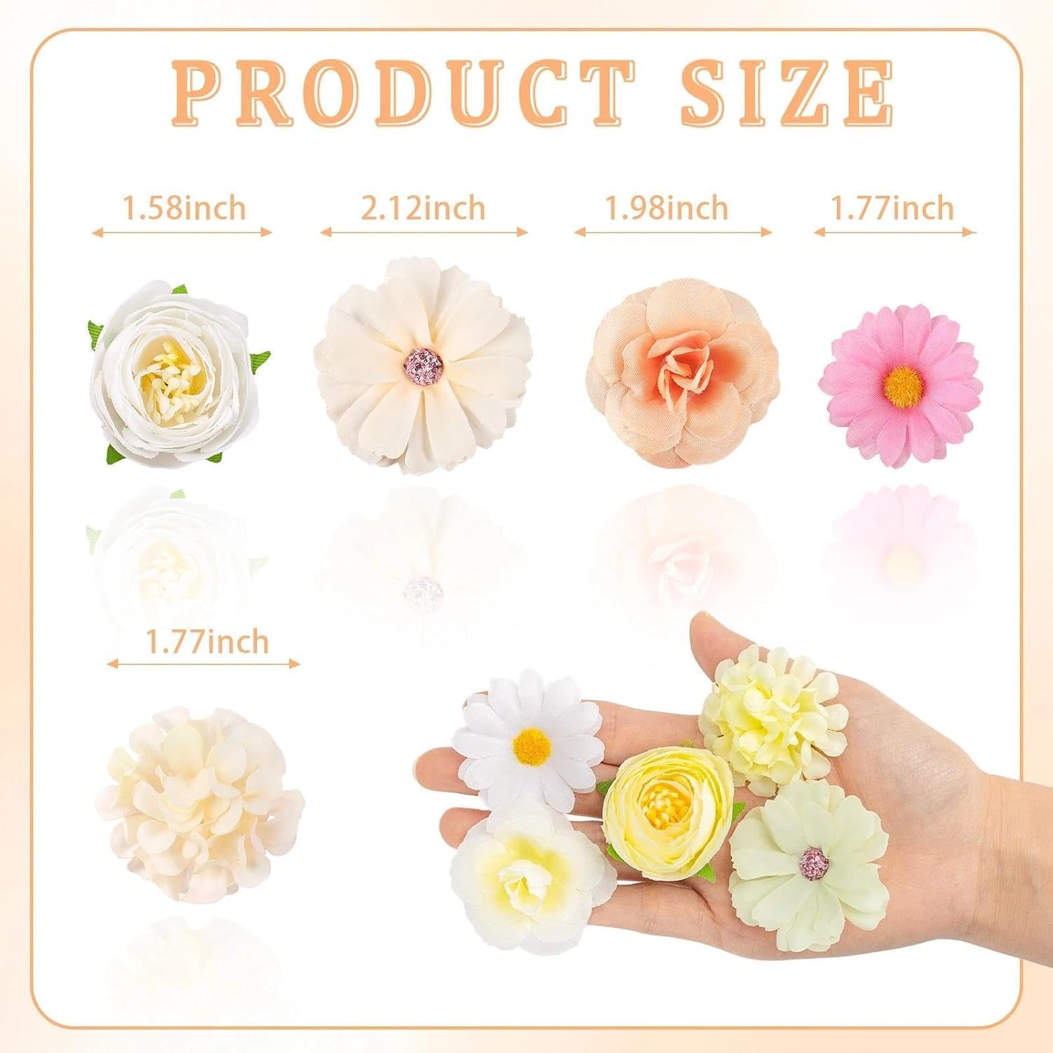 66PCS Fake Flower Heads for Crafts, Mini Artificial Flowers Bulk, White Mix image 4