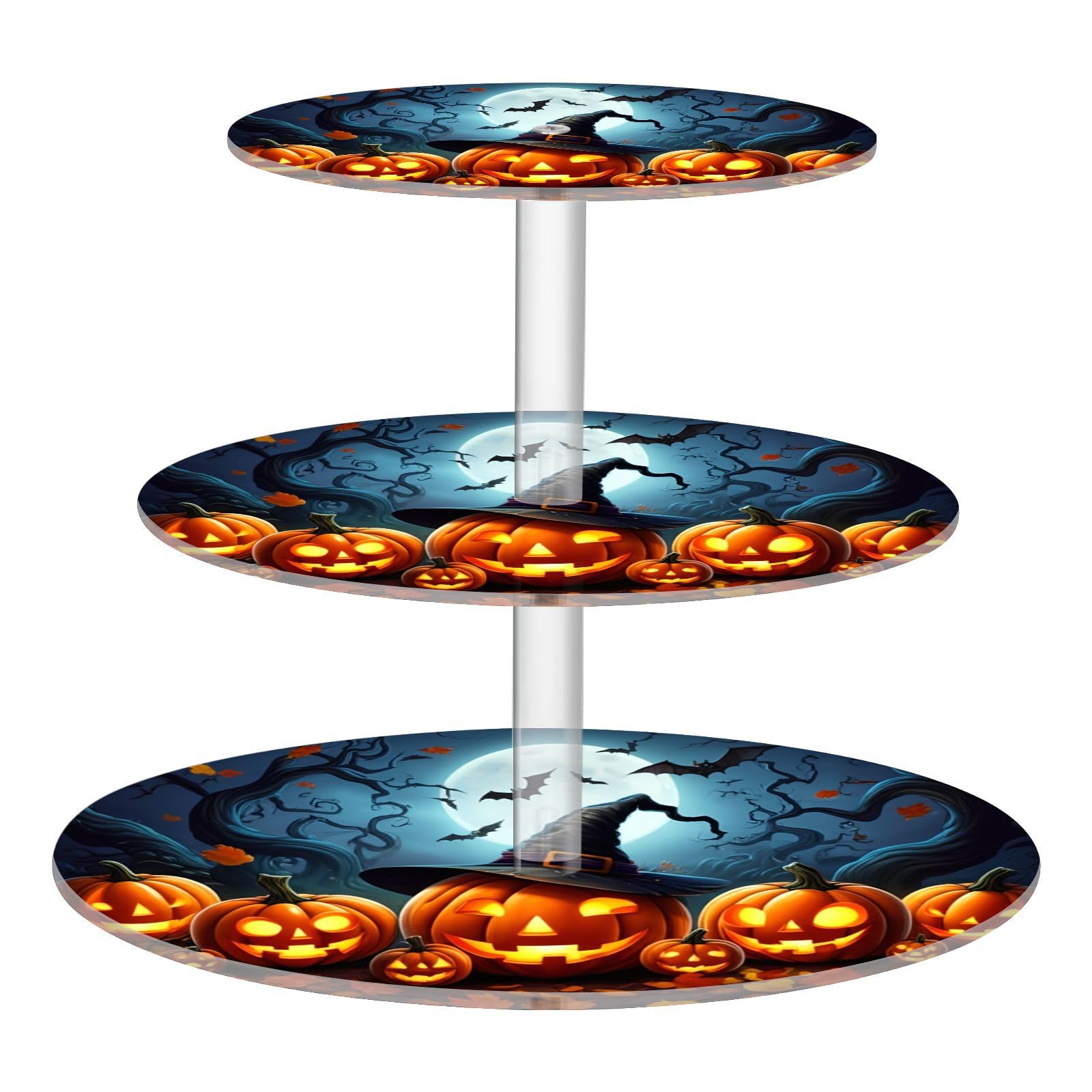 STAYTOP 3-Tier Cupcake Stand,Halloween Pumpkin Cake Stand Holder, Tiered DIY Cupcake Stand Tower for Dessert Table Displays,Birthday,Weddings, Parties Events