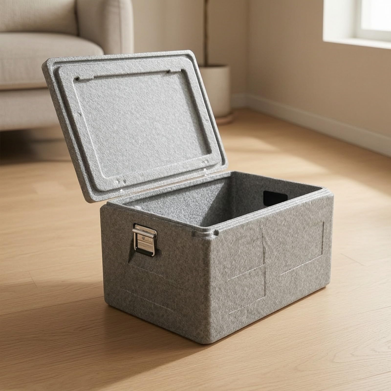 Scatola Termica con Coperchio | Grande Capacità, Isolato, Scatola Termica con Coperchio, per Consegna a casa, fiere All'aperto, Grigio, 108L C