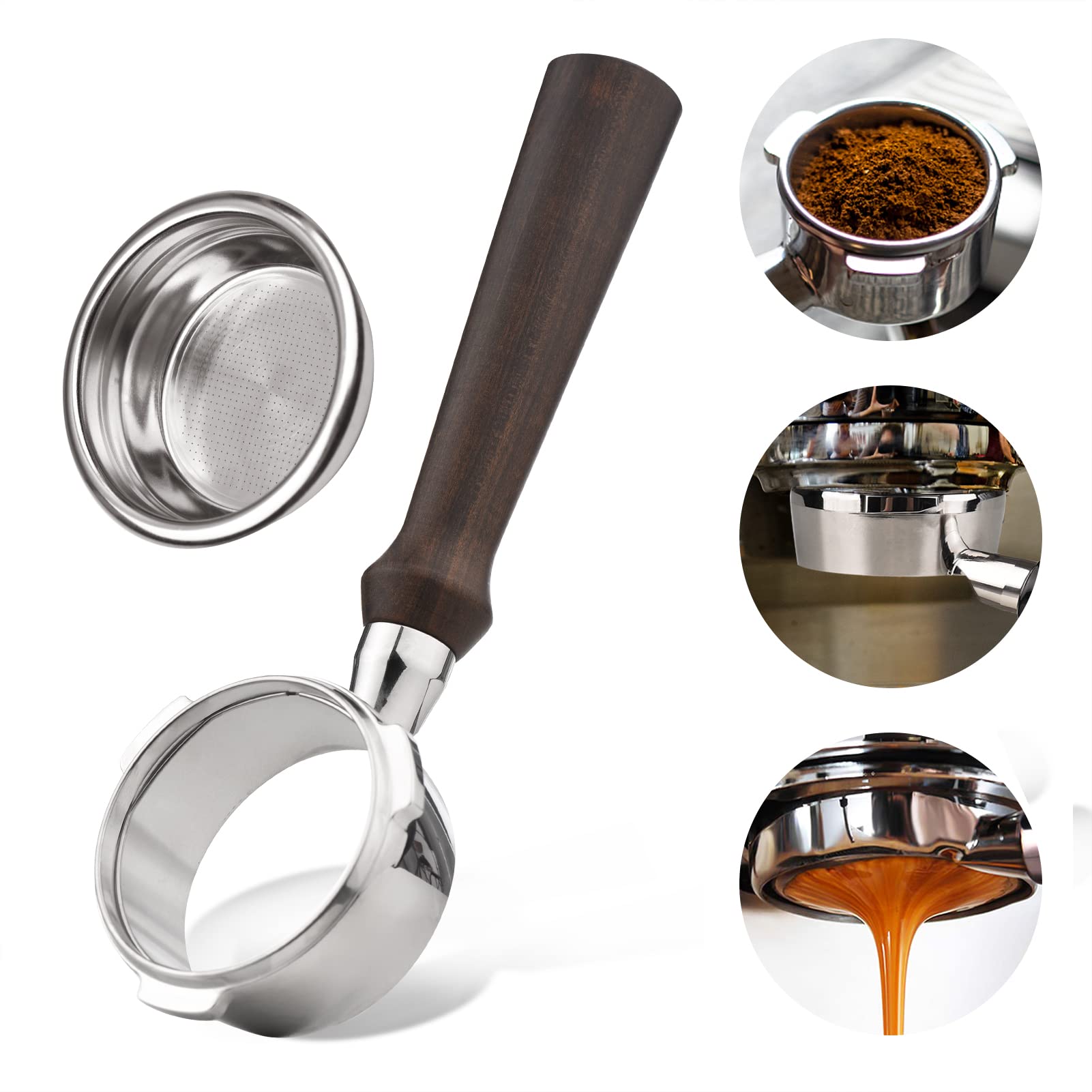 Portafilter sans fond 58mm 3 oreilles panier filtre café de remplacement Barsetto