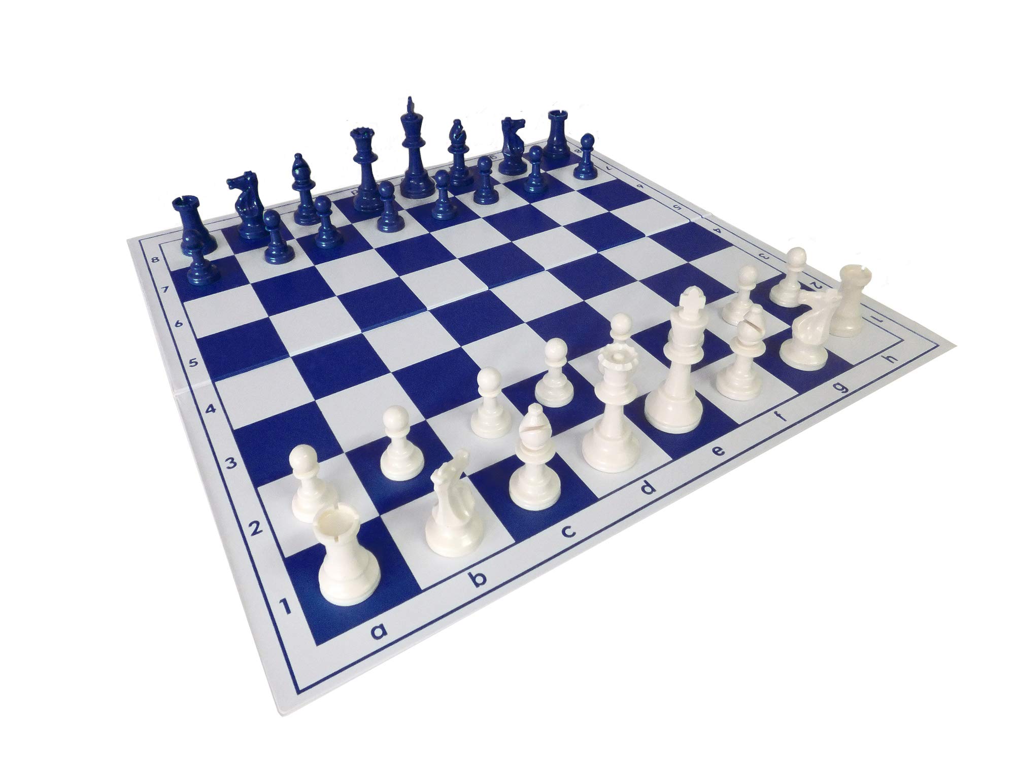 SchachQueen Chess Pieces Plastic King Size 97 mm blue/white