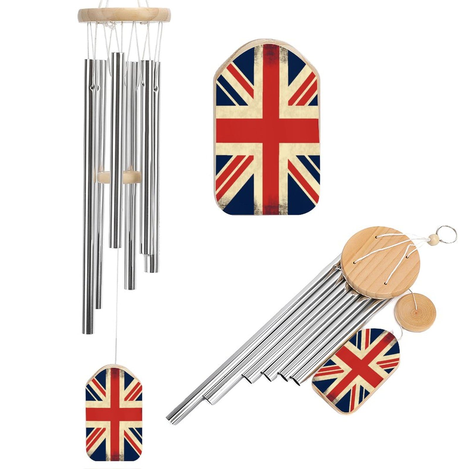 Outdoor Wind Chimes, UK Flag Printed Wind Chimes,Simple Wind Chimes,Curtain Wind Chimes for Home Decoration