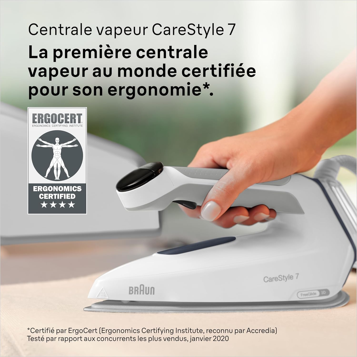 Braun Centrale Vapeur CareStyle 7 Pro IS7266GY, Semelle avec revetement FreeGlide 3D, iCare, iMode, Repassage Vertical, Vapeur 510 g/min, Réservoir Amovible 2L, 2700W, Gris