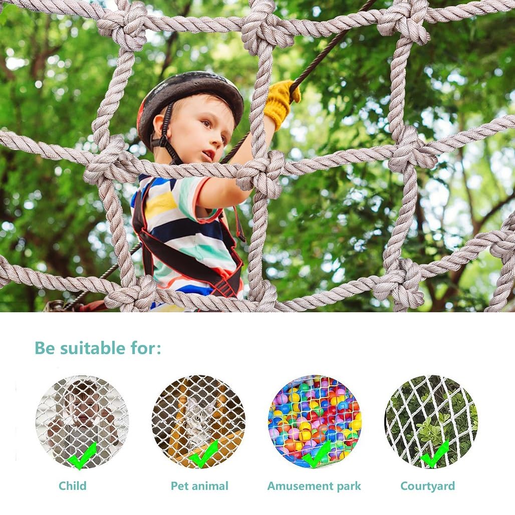 Generisch Kletternetz für Kinderspielplätze im Freien – Doppellagiges Sicherheitsnetz für Spielgeräte im Garten (1 x 1 m, 6 mm Seil) – Robustes und unterhaltsames Spielgerät für Kinder