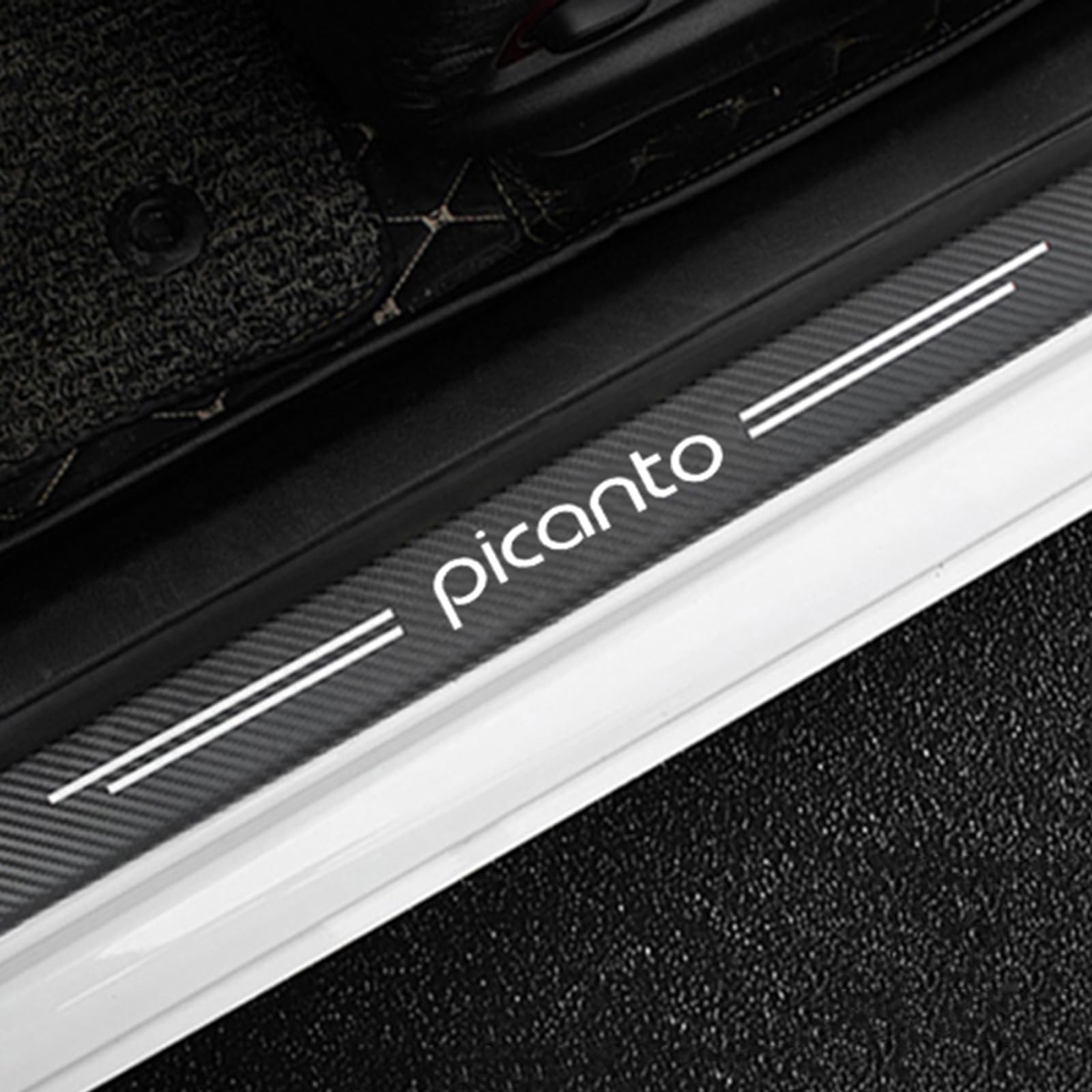 KLHYWEN 4 Pcs Carbon Fiber Car Door Sill Protector for KI-A Picanto, Scuff Guard Stickers Auto Styling Decoration Accessory,White