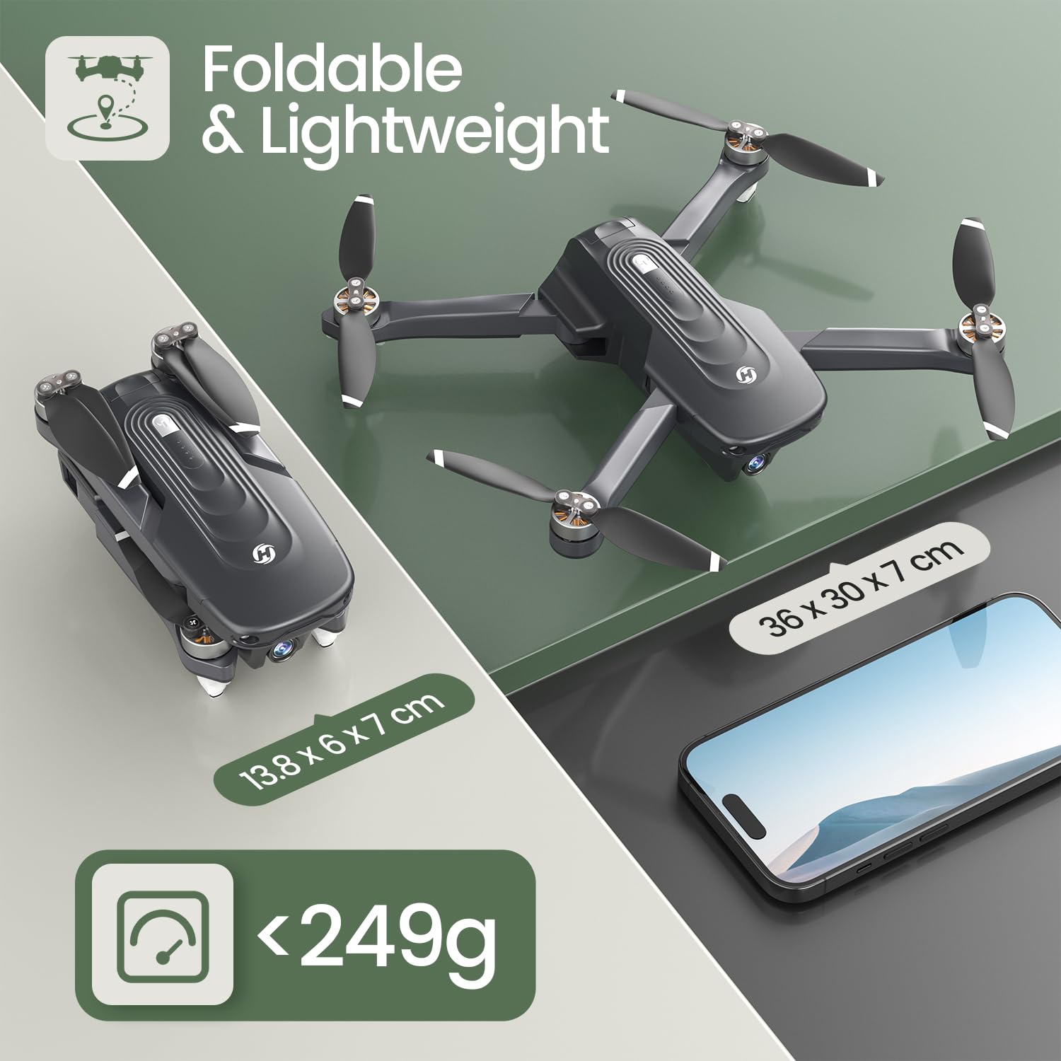 Holy Stone GPS Drohne mit 4K Kamera für Erwachsene, HS175D RC Quadcopter mit 46 Min. Lange Flugzeit, Auto Return, Follow Me, Brushless Motor, Circle Fly, Flugbahn, Koffer