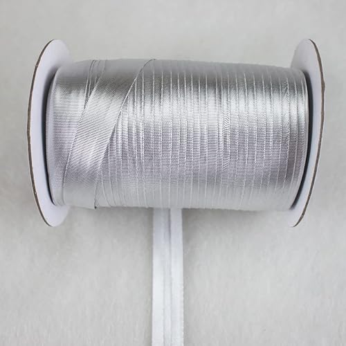 Miniatura 5 de IubuFigo Cinta de bies metálica de un solo pliegue de 0.591 in para coser 100% poliéster color sólido (plata)